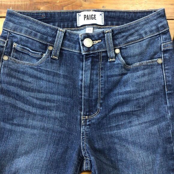 Paige jeans style Rory crop flare high rise skinny jeans raw hems high waisted - Picture 7 of 12